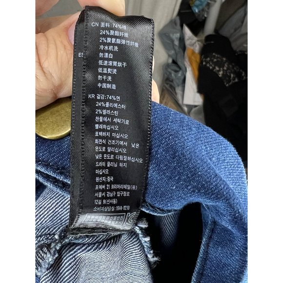 Forever 21 denim jeans US 29 CA 29 sailor jeans 8 buttons straight legs dark blu - Picture 11 of 11